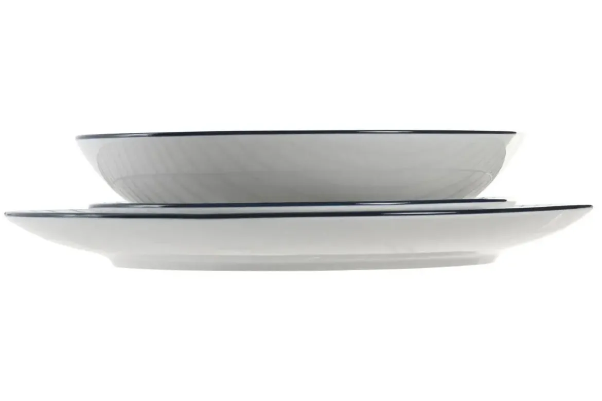 Vajilla de Porcelana de 18 Piezas Rayas Azul PC-219213