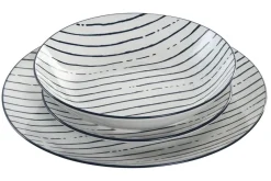 Vajilla de Porcelana de 18 Piezas Rayas Azul PC-219213