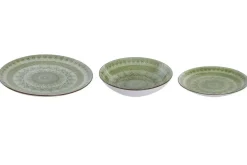 Vajilla de Porcelana 18 Piezas Color Verde Diseño de Mandala PC-228231