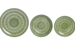 Vajilla de Porcelana 18 Piezas Color Verde Diseño de Mandala PC-228231