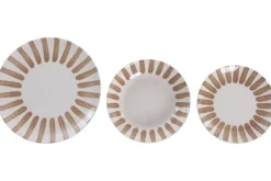 Vajilla de Porcelana 18 Piezas con Rayas Moka PC-233628