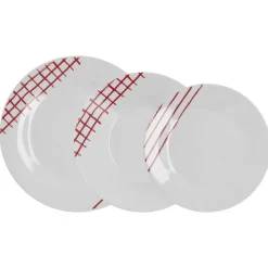 Vajilla de Porcelana 18 Piezas Diseño Rojo KANSAS QUID 5427990