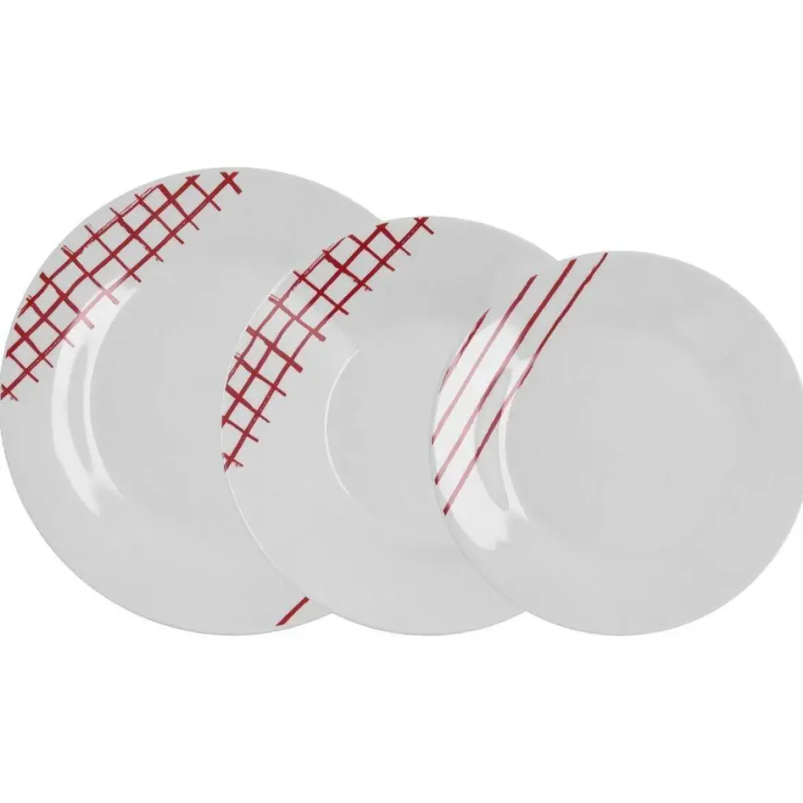 Vajilla de Porcelana 18 Piezas Diseño Rojo KANSAS QUID 5427990