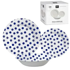 Vajilla de Porcelana 18 piezas topos azul 299618