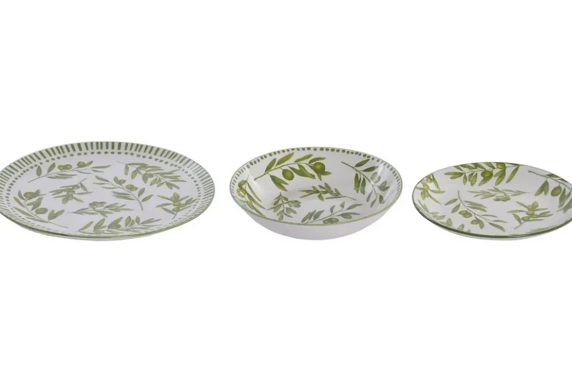 Vajilla de Porcelana 12 Piezas Verde Olivo PC-233632