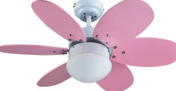Ventilador Techo Bastilipo Aguadulce 75cm 6 Palas Rosa/Celeste Mando 2833