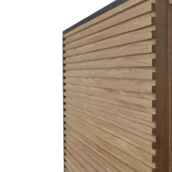 Vitrina chapada en fresno negro con estantes y 2 puertas en natural GABAR 10972
