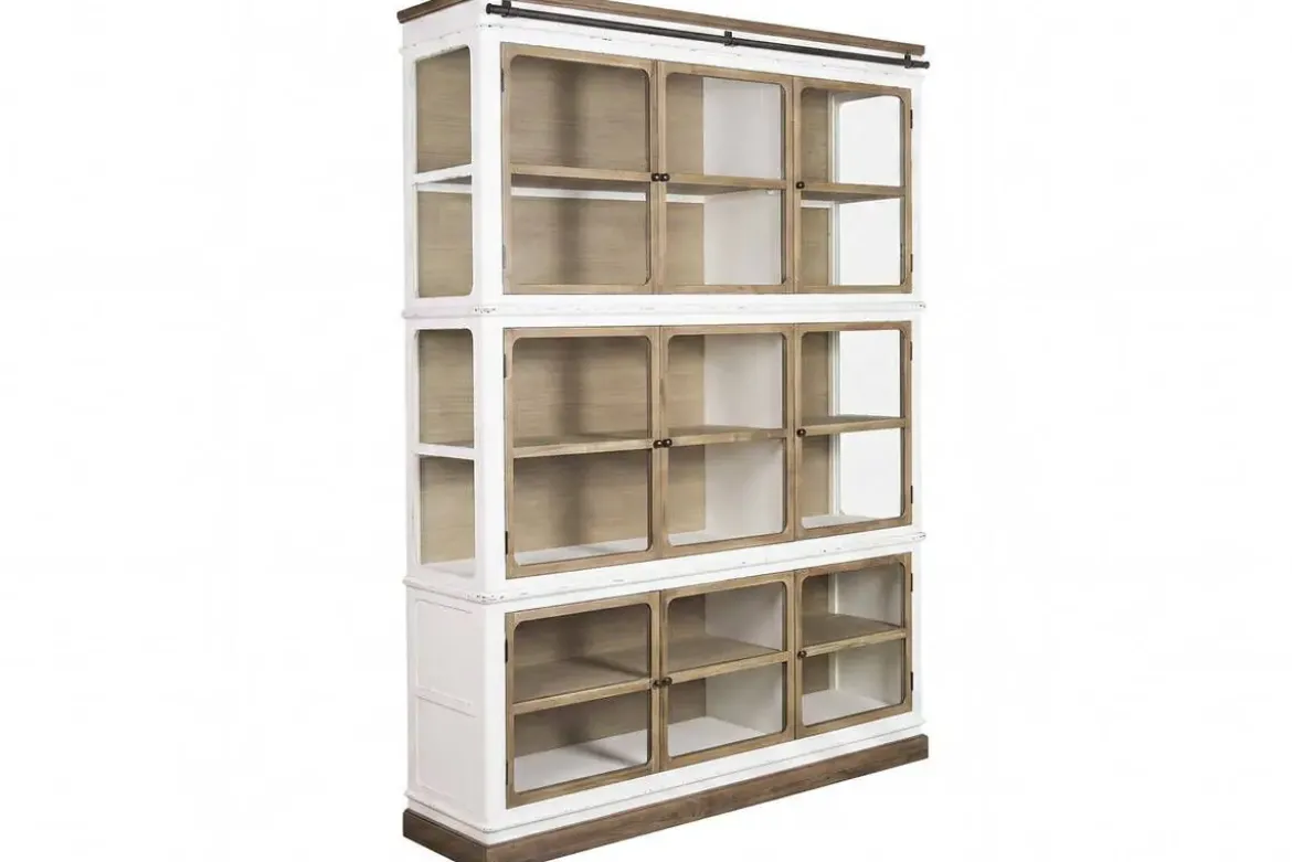 Vitrina de Madera de Acacia con 9 Puertas de Cristal MB-228434