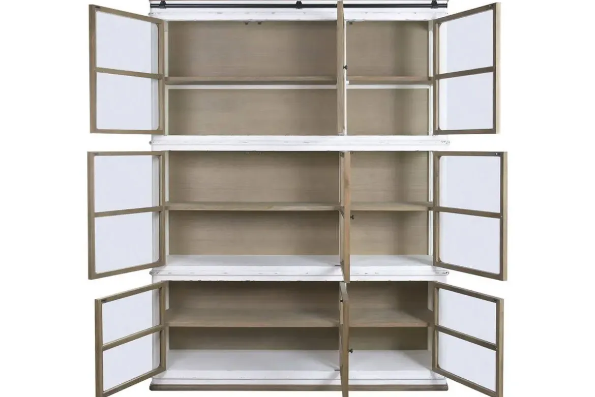 Vitrina de Madera de Acacia con 9 Puertas de Cristal MB-228434