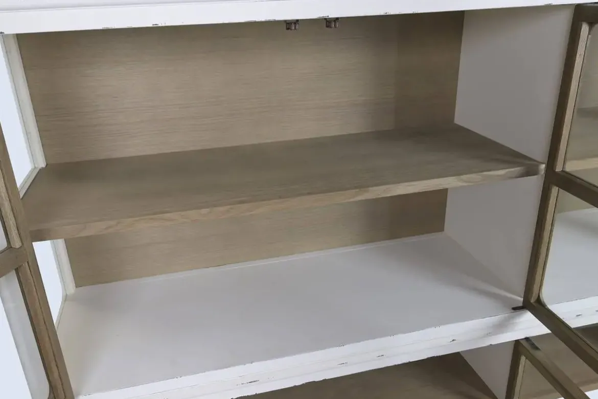 Vitrina de Madera de Acacia con 9 Puertas de Cristal MB-228434