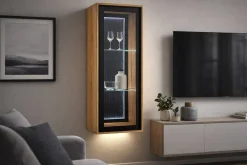 Vitrina de Madera de Acacia con Puerta de Cristal MB-227291