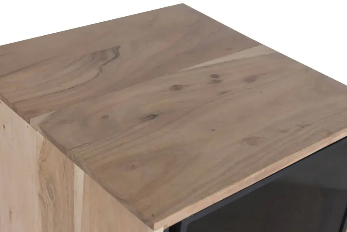 Vitrina de Madera de Acacia con Puerta de Cristal MB-227291