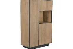 Vitrina de Madera de Mango y Cristal con Estantes MB-221963