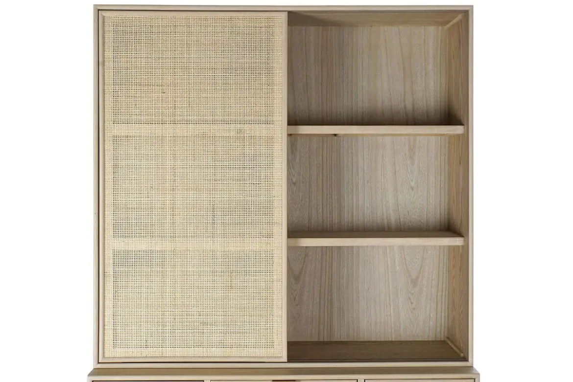 Vitrina de Madera Paulownia y MDF con Rejilla Natural MB-171759
