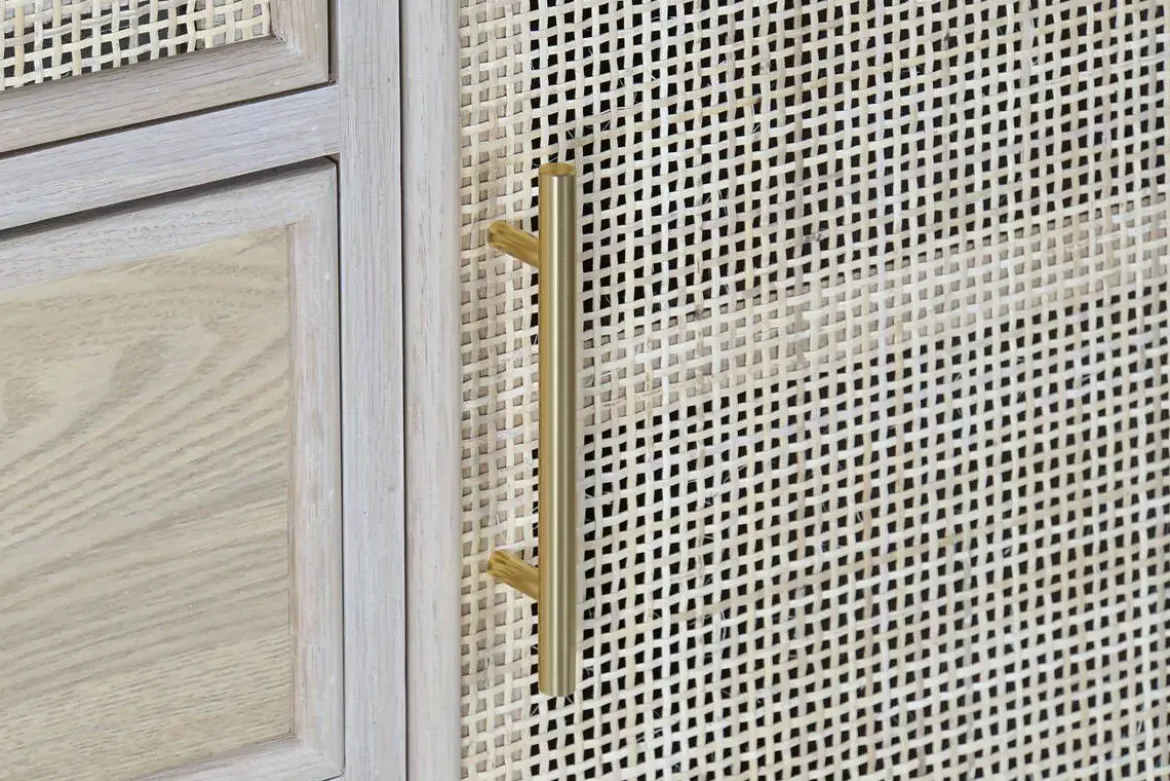 Vitrina de Madera Paulownia y MDF con Rejilla Natural MB-171759