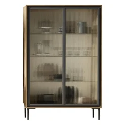 Vitrina de 2 Puertas en Cristal Acanalado y Alunio K2
