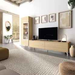 Vitrina de Salón con Puerta de Cristal Color Nuez NEO.4