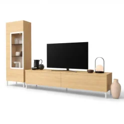 Vitrina de Salón con Puerta de Cristal Color Nuez NEO.4