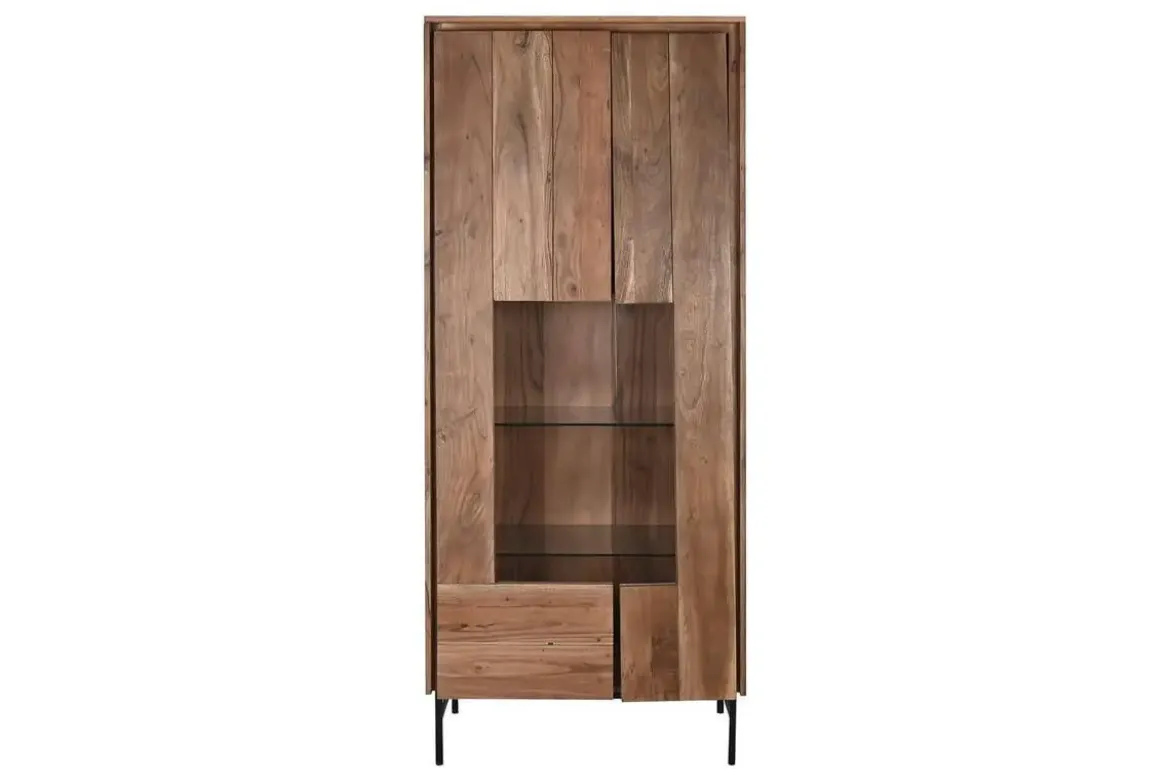Vitrina de Salón en Madera de Acacia con Cristal MB-201135