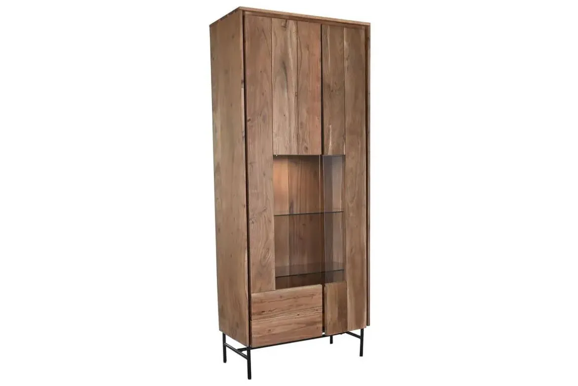 Vitrina de Salón en Madera de Acacia con Cristal MB-201135