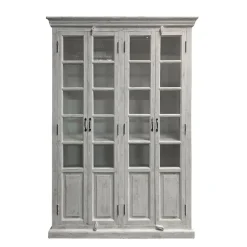 Vitrina de Salón en Madera de Mango Decapé Blanco MB-223574