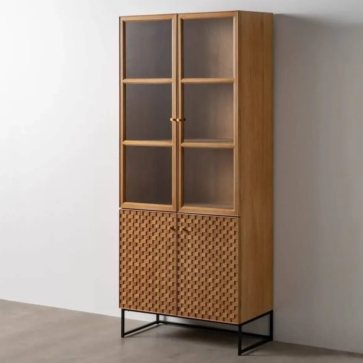 Vitrina Natural de DM y Madera de Fresno con Puertas 198 cm 612156
