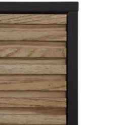 Vitrina negra chapada en fresno con 2 puertas de madera natural GABAR 10974