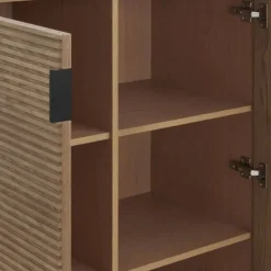 Vitrina negra chapada en fresno con 2 puertas de madera natural GABAR 10974
