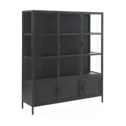 Vitrina negra de metal y cristal GABAR 10866