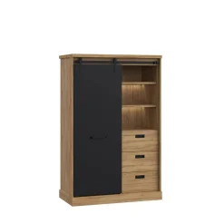 Vitrina 1 Puerta y 3 Cajones con Luces LED KZMR621LB-M328