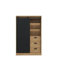Vitrina 1 Puerta y 3 Cajones con Luces LED KZMR621LB-M328