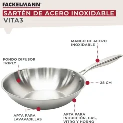 Wok de Cocina Inox Profesional 28 cm VITA3 66273