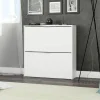 Zapatero abatible blanco de melamina de 2 puertas acabado blanco 007873O