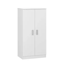 Zapatero-armario de melamina de 2 puertas con 6 baldas color blanco 007813O