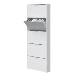 Zapatero blanco brillante de 5 puertas con capacidad para 15 pares de zapatos 007815BO