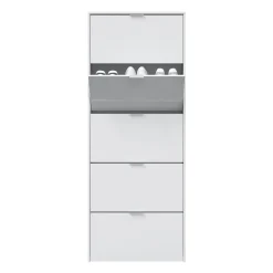Zapatero blanco brillante de 5 puertas con capacidad para 15 pares de zapatos 007815BO
