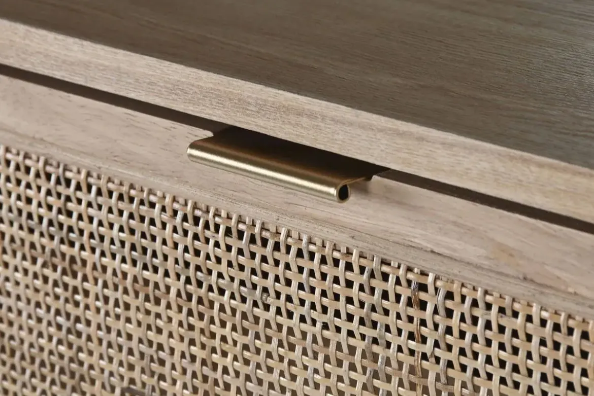 Zapatero de Madera de Abeto con Ratán Natural MB-215922