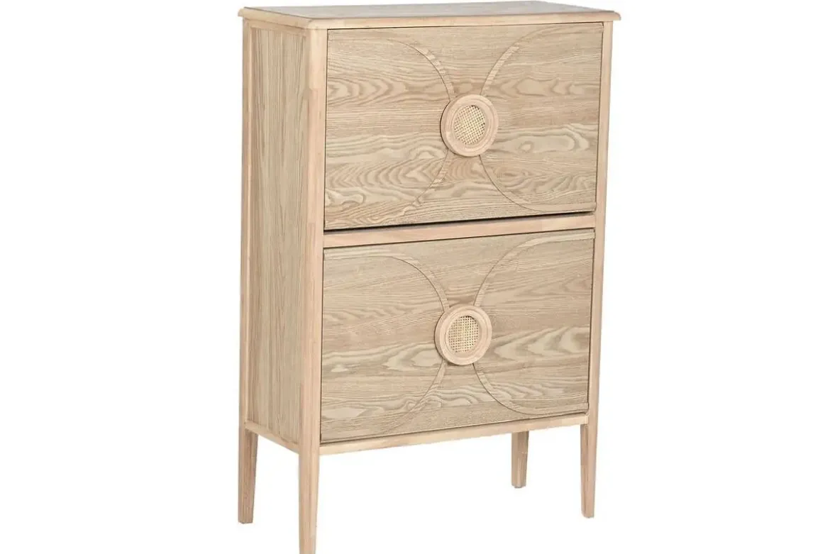 Zapatero de Madera Natural con 2 Puertas Abatibles MB-219392