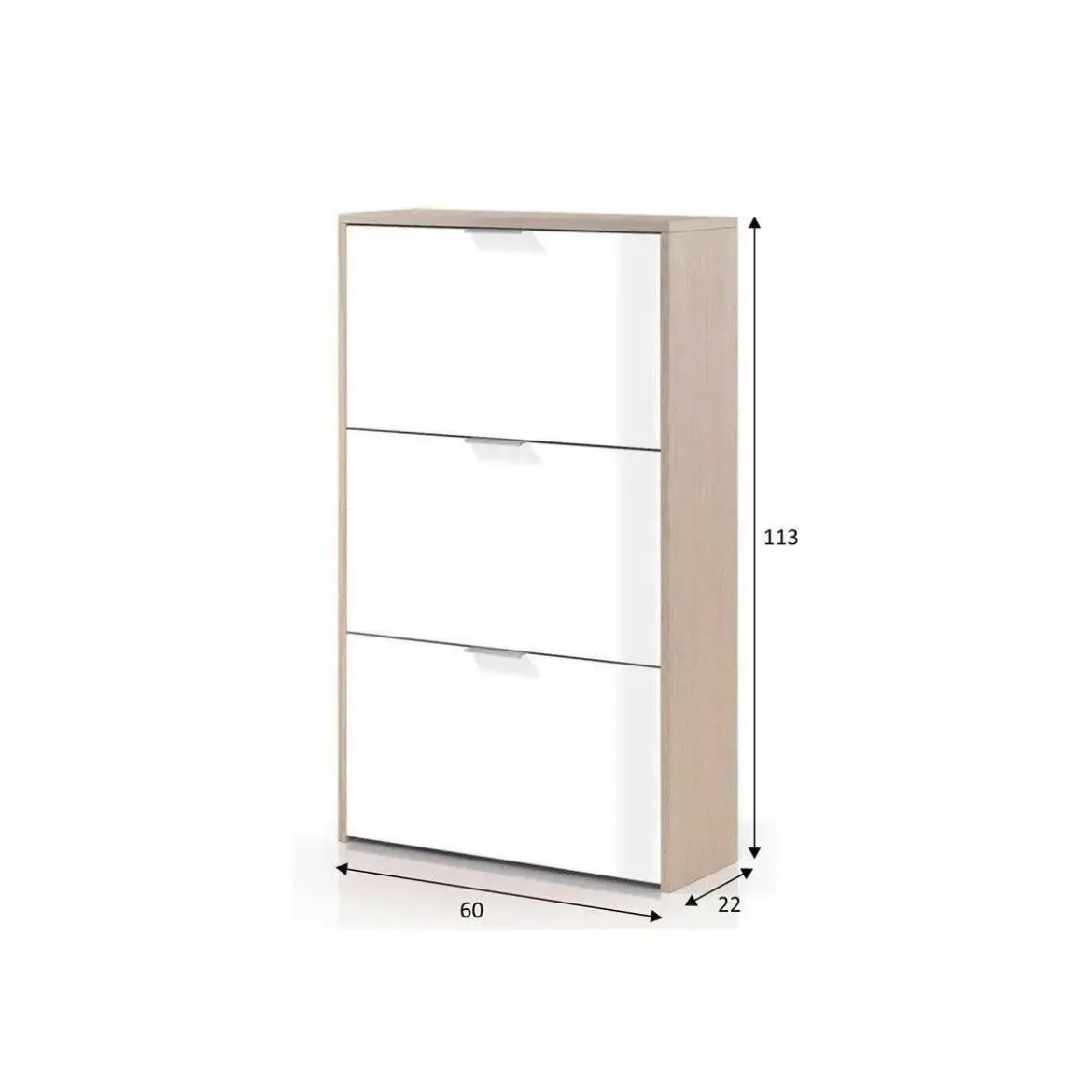 Zapatero de 3 Puertas Abatibles Roble/Blanco Brillo LC0877R