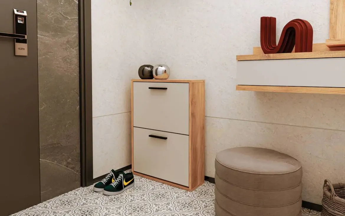 Zapatero 2 Puertas en Melamina Mauvella-Beig ELBA A031EL14MVG